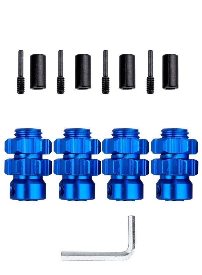 CrazyHobby Aluminum 17mm Wheel Hubs/Nuts Splined for 1/10 Traxxas E-Revo Summit T-Maxx, Set of 4 (Navy Blue) - Image 2